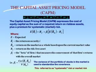 THE CAPITAL ASSET PRICING MODEL (CAPM)