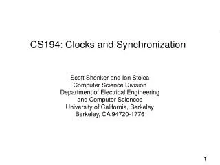 CS194: Clocks and Synchronization