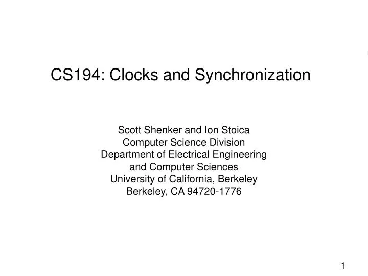 cs194 clocks and synchronization