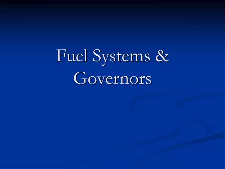 fuel systems governors