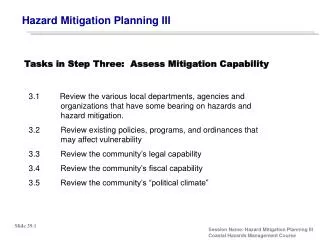 Hazard Mitigation Planning III