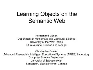 Learning Objects on the Semantic Web