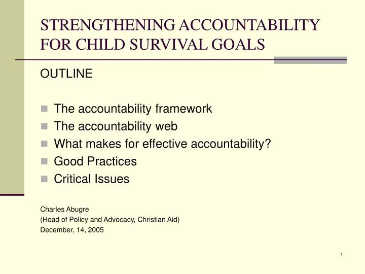 strengthening accountability for child survival goals