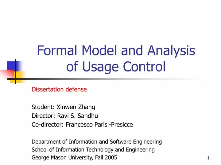 formal model and analysis of usage control