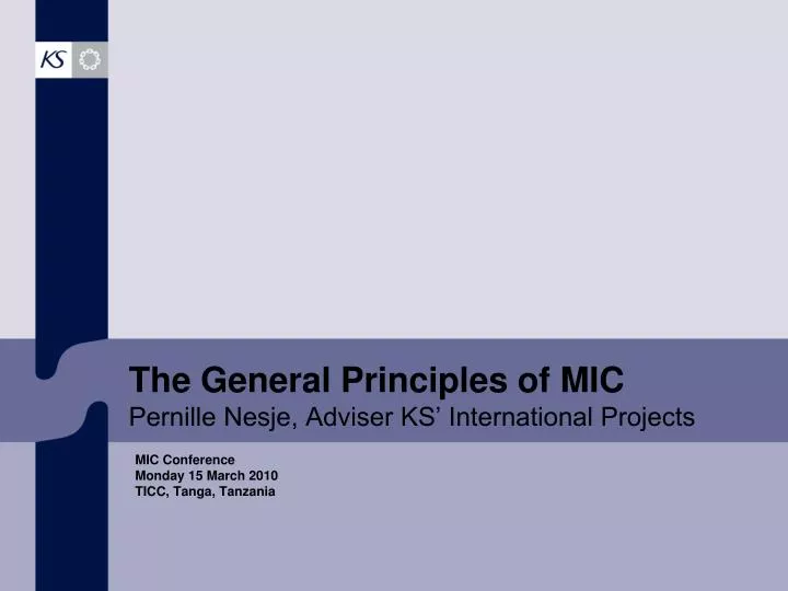 the general principles of mic pernille nesje adviser ks international projects