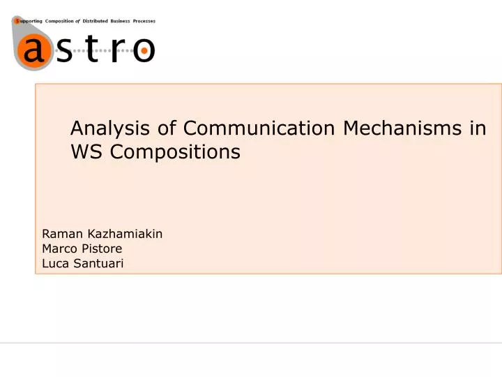 analysis of communication mechanisms in ws c ompositions