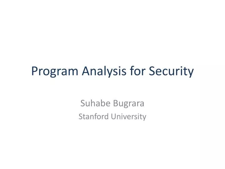 program analysis for security