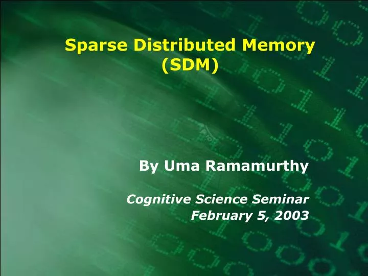 sparse distributed memory sdm
