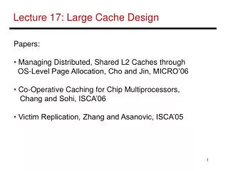 Lecture 17: Large Cache Design