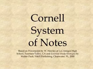 Cornell System of Notes