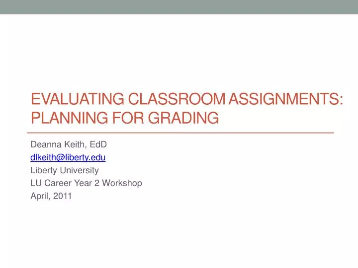 evaluating classroom assignments planning for grading