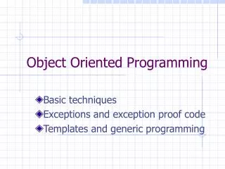 Object Oriented Programming