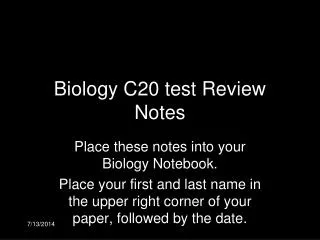 Biology C20 test Review Notes