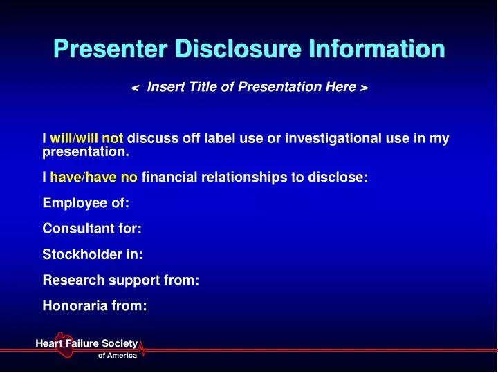 presenter disclosure information