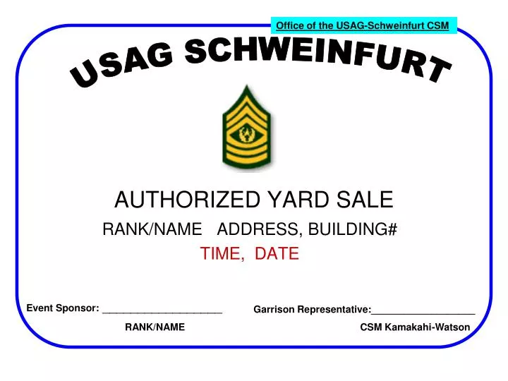 authorized yard sale
