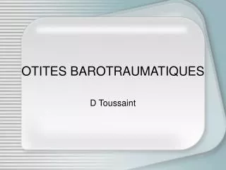 otites barotraumatiques