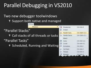 Parallel Debugging in VS2010