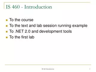 IS 460 - Introduction