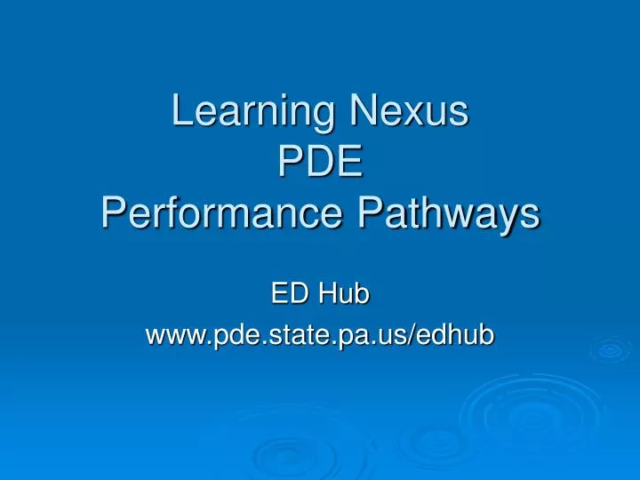 learning nexus pde performance pathways