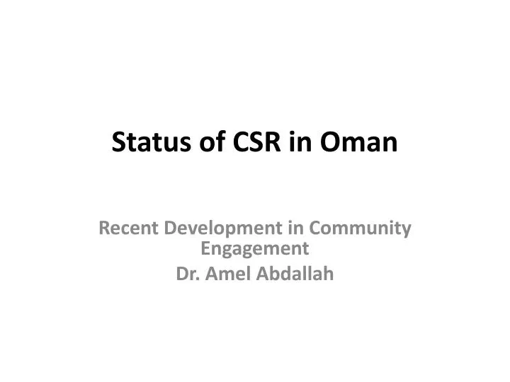 status of csr in oman