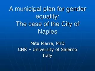 A municipal plan for gender equality: The case of the City of Naples