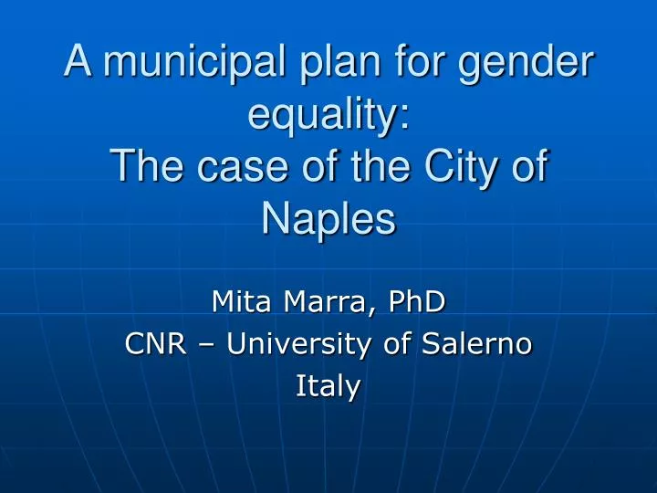 a municipal plan for gender equality the case of the city of naples