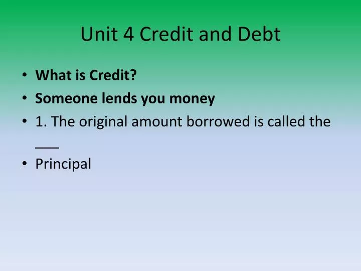 unit 4 credit and debt