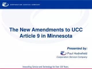 The New Amendments to UCC Article 9 in Minnesota