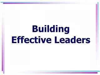 Building Effective Leaders