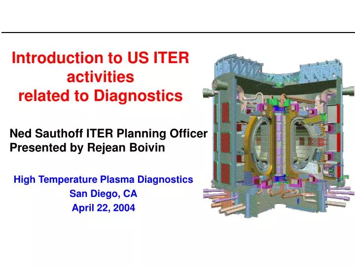 introduction to us iter activities related to diagnostics
