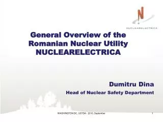 General Overview of the Romanian Nuclear Utility NUCLEARELECTRICA