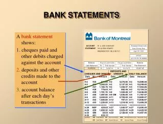 BANK STATEMENTS