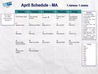 April Schedule - MA