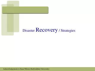 Disaster Recovery / Strategies