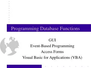Programming Database Functions