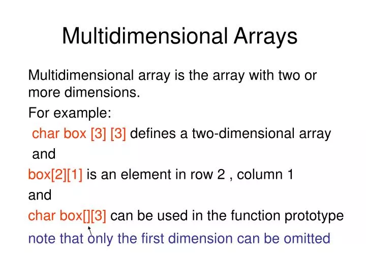 multidimensional arrays