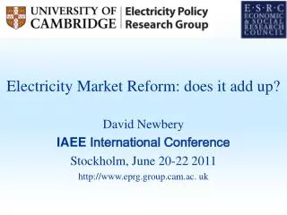 Electricity Market Reform: does it add up?
