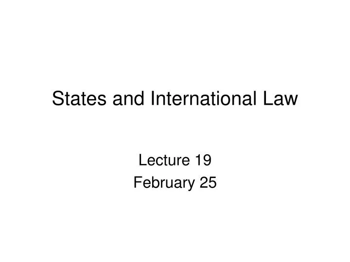 states and international law