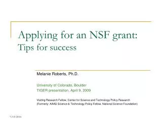 Applying for an NSF grant: Tips for success