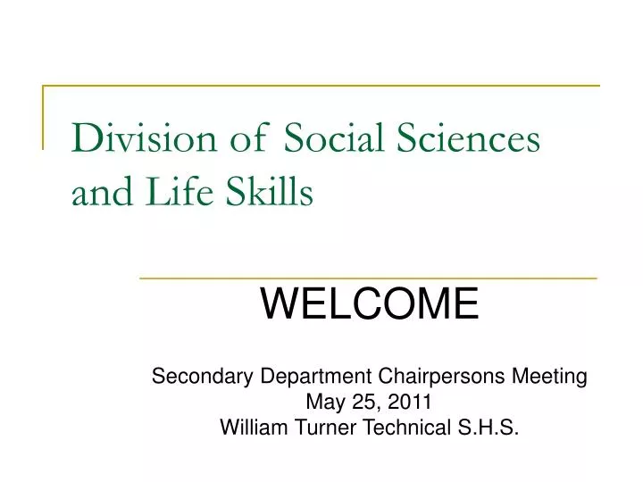 division of social sciences and life skills