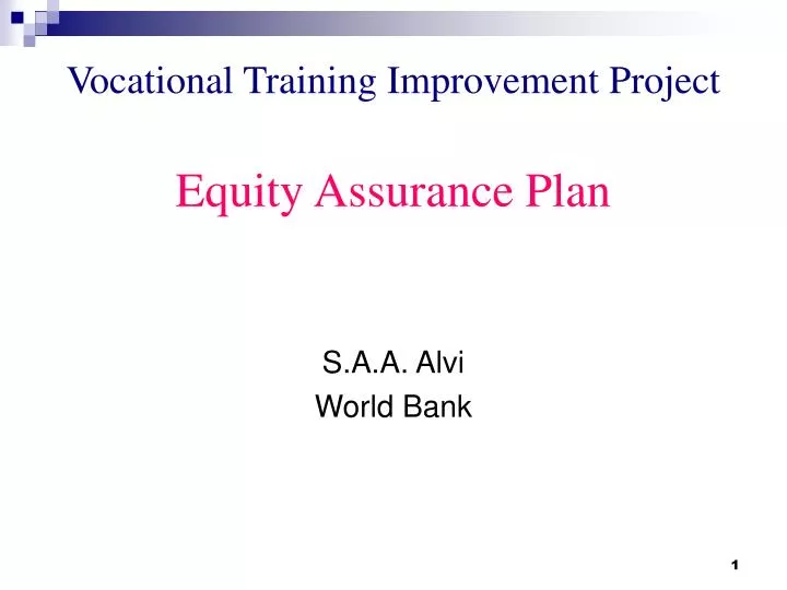 vocational training improvement project equity assurance plan