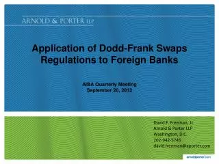 Application of Dodd-Frank Swaps Regulations to Foreign Banks