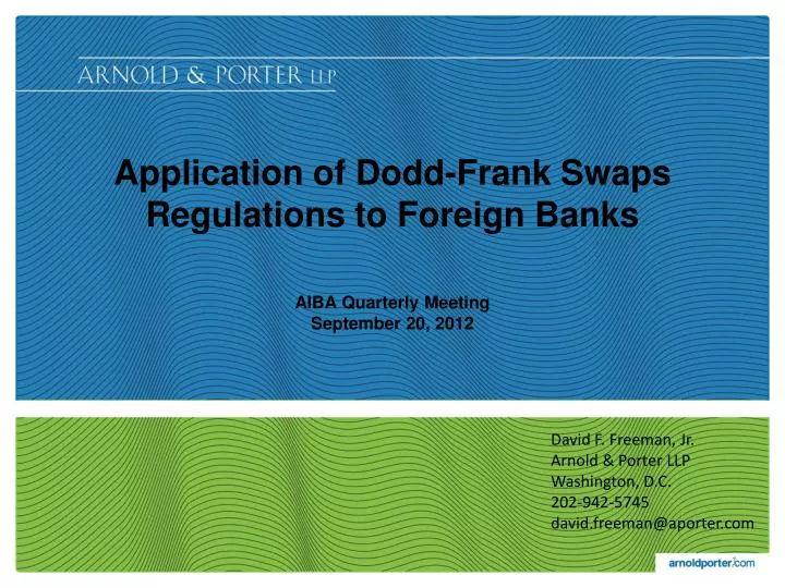 application of dodd frank swaps regulations to foreign banks