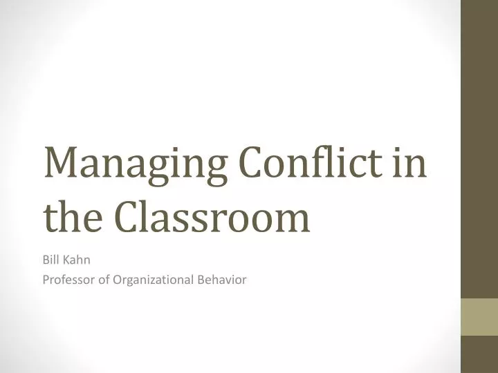 managing conflict in the classroom