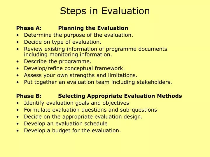 steps in evaluation