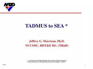 TADMUS to SEA *