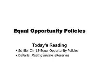 Equal Opportunity Policies