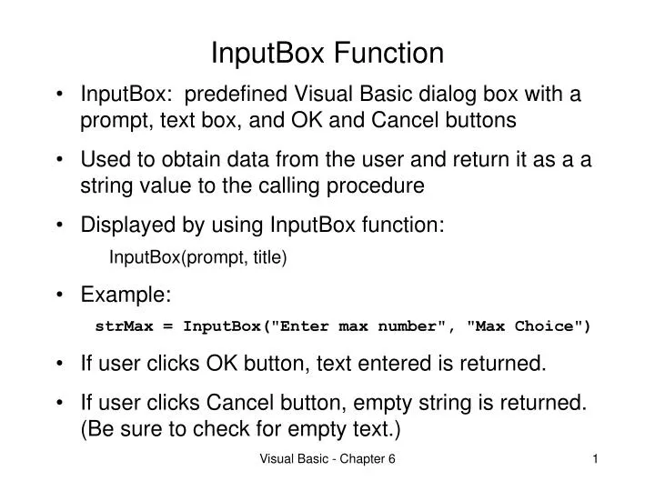 inputbox function