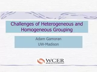 Challenges of Heterogeneous and Homogeneous Grouping