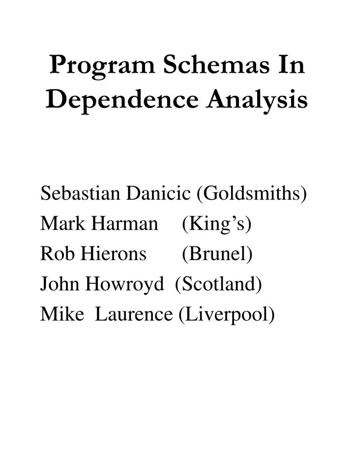 program schemas in dependence analysis